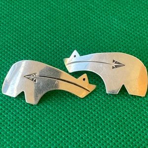 Native American Bear fetish post sterling silver earrings